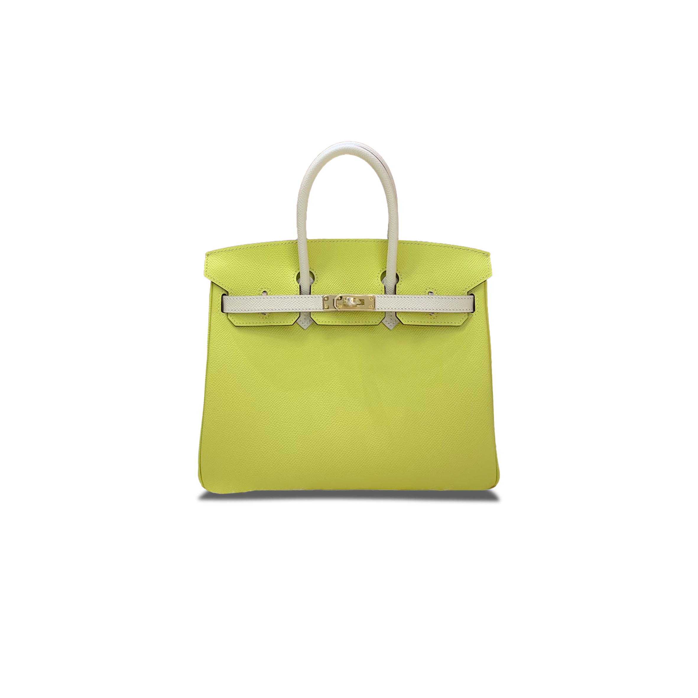 HERMES MASTER BIRKIN 25 TOGO LEATHER LEMON YELLOW MILKSHAKE WHITE GOLD BUCKLE 295096399634 (25*20*13cm)